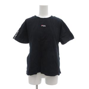 フィラ FILA Tシャツ カットソー M 半袖 ロゴ プリント 黒 ブラック /AE ■ECF001 レディース