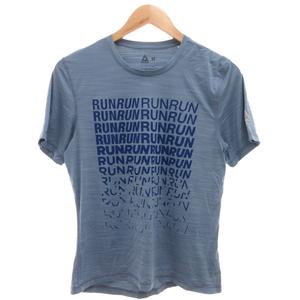 リーボック Reebok 美品 Tシャツ M 青 ブルー 文字プリント ストレッチ 半袖 クルーネック /KB ■ECF003 メンズ