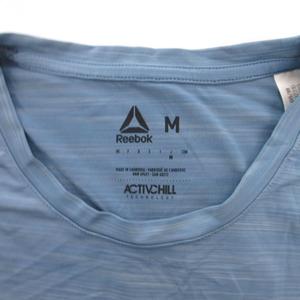 リーボック Reebok 美品 Tシャツ M 青 ブルー 文字プリント ストレッチ 半袖 クルーネック /KB ■ECF003 メンズ