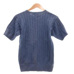 ラルフローレン RALPH LAUREN 半袖ニット M 青 ブルー 半袖 リブ編み ロゴ刺繍 /SC ■ECG004 メンズ