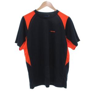 リーボック Reebok Tシャツ L 紺 ネイビー オレンジ 半袖 ラウンドネック 切り替えデザイン /ML ■ECF004 メンズ