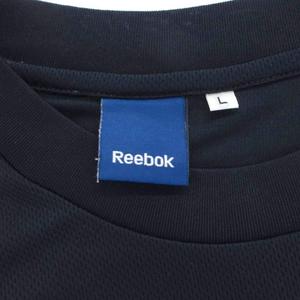 リーボック Reebok Tシャツ L 紺 ネイビー オレンジ 半袖 ラウンドネック 切り替えデザイン /ML ■ECF004 メンズ