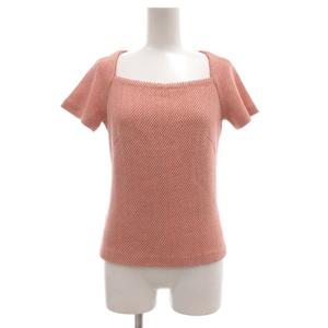 シビラ SYBILLA ニット カットソー スクエアネック 半袖 M サーモンピンク 麻 リネン /ML ■ECF006 レディース