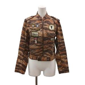 ヒステリックグラマー HYSTERIC GLAMOUR ミリタリージャケット ジップアップ ワッペン 迷彩柄 カモフラ F 茶 ブラウン 2AB-4200 /AN55 レディース