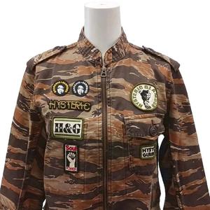 ヒステリックグラマー HYSTERIC GLAMOUR ミリタリージャケット ジップアップ ワッペン 迷彩柄 カモフラ F 茶 ブラウン 2AB-4200 /AN55 レディース