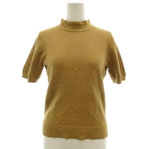 タルボット TALBOTS 薄手ニット セーター 半袖 ハイネック ショート丈 S 茶 ブラウン /OB  レディース