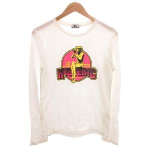 ヒステリックグラマー HYSTERIC GLAMOUR Tシャツ ロンT 長袖 クルーネック ヒスガール ロゴプリント S 白 ホワイト /GV ■GY80 メンズ
