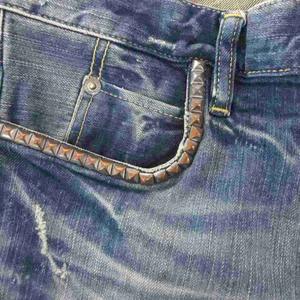 ヒステリックグラマー HYSTERIC GLAMOUR スタッズデニムパンツ ジーンズ スキニー ボタンフライ ストレッチ S インディゴブルー /GV ■GY80 レディース
