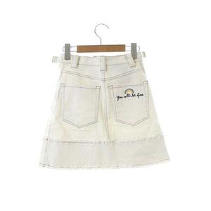 ミュウミュウ miumiu 2018 スカート デニム ミニ 台形 刺繍 カットオフ  