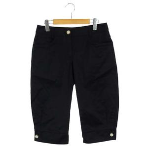 シャネル CHANEL カプリパンツ クロップド ラインストーンボタン 38 黒  