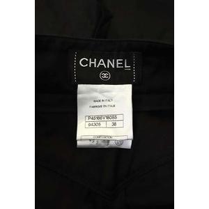 シャネル CHANEL カプリパンツ クロップド ラインストーンボタン 38 黒  