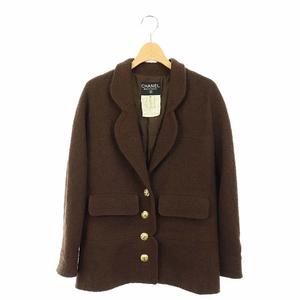 CHANEL ダークブラウン テーラードジャケットコート CHANEL ダークブラウン テーラードジャケットコート
