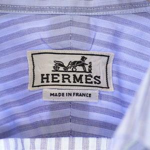 エルメス HERMES ストライプシャツ ボタンダウン コットン 長袖 40 15 
