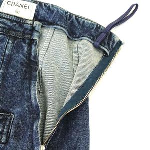シャネル CHANEL 07A デニムスカート ひざ丈 台形 ロゴボタン