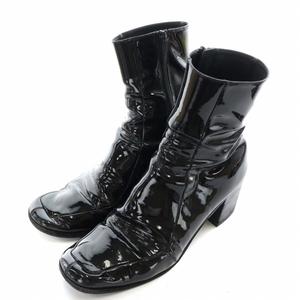 サンローラン パリ SAINT LAURENT PARIS ショートブーツ エナメル 