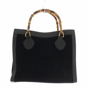 グッチ GUCCI オールドグッチ ハンドバッグ バンブー レザー スエード マグネット 黒 ブラック 002・123・0260 /XZ ■GY19 レディース