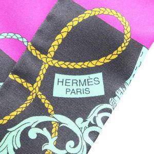 エルメス HERMES ツイリー 鍵の螺旋 スカーフ 総柄 シルク 絹 マルチカラー ライトグリーン 黒 ブラック 紫 パープル /AN21 ■GY35 ■MT ■OH レディース