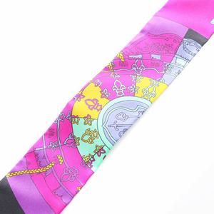 エルメス HERMES ツイリー 鍵の螺旋 スカーフ 総柄 シルク 絹 マルチカラー ライトグリーン 黒 ブラック 紫 パープル /AN21 ■GY35 ■MT ■OH レディース
