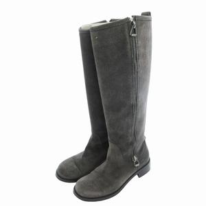 ジミーチュウ JIMMY CHOO ロングブーツ シューズ サイドジップ スエード 36.5 23.5cm グレー /HO ■GY19 レディース