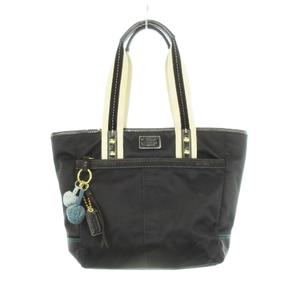 コーチ COACH トートバッグ ナイロン レザー 革 ロゴ タッセル付き 黒 ブラック C05M-8F25 /AH12 ■GY19 レディース