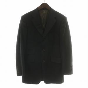 バーバリーブラックレーベル BURBERRY BLACK LABEL テーラードジャケット ウール シングル 3B 総裏地 肩パット サイドベンツ ストライプ 94-82-170 38L 黒 ブラック /XZ ■GY03 メンズ