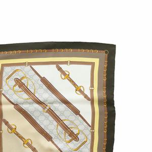 グッチ GUCCI 786222 プリント シルク スカーフ ストール 大判 絹100% ヘリテージ ベルト GG柄 ロゴ 総柄 茶 ブラウン /XZ ■OH ■GY19 レディース