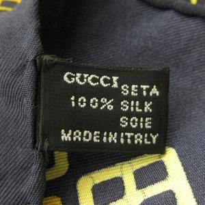 グッチ GUCCI スカーフ シルク 絹 ロゴ バックル柄 総柄 紺 ネイビー /MN2 ■GY19 レディース