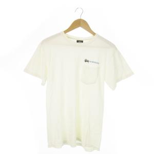 ステューシー STUSSY 半袖Tシャツ クルーネック コットン ロゴ刺繍 S 白 ホワイト /AO15 ■GY01 メンズ