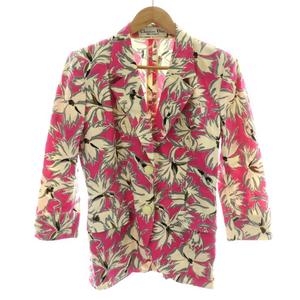 ディオール Dior プレタポルテ ヴィンテージ テーラードジャケット アウター 長袖 総柄 M ピンク 3050KB81 /MP ■GY19 レディース