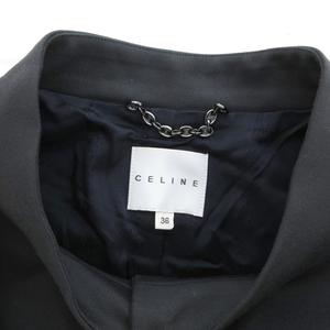 【中古】セリーヌ CELINE ジャケット マカダムチェーン スタンドカラー 裏地総柄 36 チャコールグレー /JS ■GY19 セリーヌ CELINE ジャケット マカダムチェーン スタンドカラー 裏地総