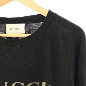 グッチ GUCCI Tシャツ カットソー 半袖 シェリーライン ヴィンテージロゴ プリント オーバーサイズ 刺繍 ブラック 黒 /DO ■GY19 メンズ
