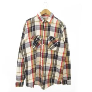 ファイブブラザー FIVE BROTHER 80s 青茶タグ ヴィンテージ TALLMAN ネルシャツ 長袖 コットン チェック 総柄 XL 白 アイボリー /AO12 ■GY01 メンズ