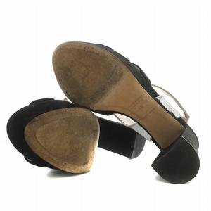 ミュウミュウ miumiu サンダル スエード レザー オープントゥ チャン  