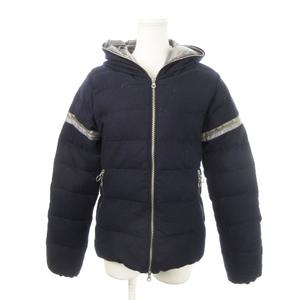 デュベティカ DUVETICA RARIADE ダウンジャケット フーディ ダブルジップ ライン 異素材 ウール 42 L 紺 ネイビー /MN11 ■GY44 レディース