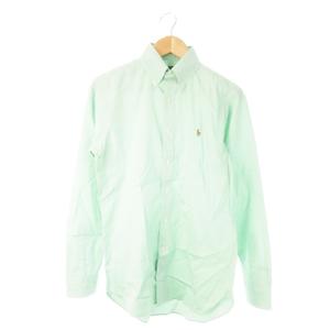 ラルフローレン RALPH LAUREN ワイシャツ Yシャツ ボタンダウン 長袖 コットン ワンポイント ポニーロゴ刺繍 14.5 S 緑 ミントグリーン /AO9 ■GY44 メンズ