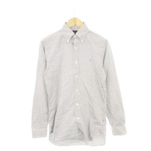 ラルフローレン RALPH LAUREN Yシャツ ワイシャツ ボタンダウン 長袖 ロゴ刺繍 コットン ストライプ 14.5-32/33 S 黒 ブラック /AH6 ■GY44 メンズ