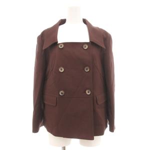 セリーヌ CELINE オールドセリーヌ ヴィンテージ ダブルボタン ジャケット ショートコート スクエアネック 42 茶 ブラウン /UO ■GY19 レディース