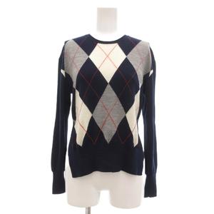 セリーヌ CELINE オールドセリーヌ ヴィンテージ 美品 ニット セーター ウール アーガイル チェック XS 紺 ネイビー /UO ■GY19 レディース