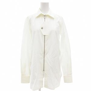 セリーヌ CELINE フィービー期 ジップアップシャツ ブラウス 長袖 コットン 34 白 ホワイト /GV ■GY19 レディース