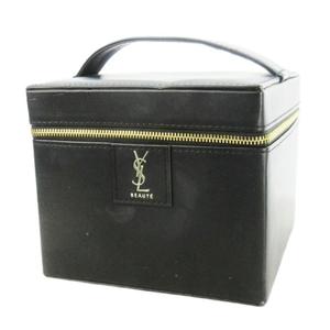 イヴサンローラン YVES SAINT LAURENT BEAUTE ノベルティ メイクボックス バニティ レザー 革 YSLロゴ 黒 ブラック /CK33 ■GY01 レディース