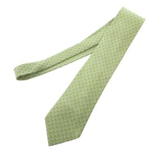 エルメス HERMES ネクタイ シルク 絹 シェーヌダンクル柄 レギュラータイ グリーン 7957 EA /FF ■GY19 メンズ