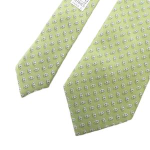 エルメス HERMES ネクタイ シルク 絹 シェーヌダンクル柄 レギュラータイ グリーン 7957 EA /FF ■GY19 メンズ