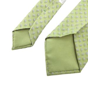 エルメス HERMES ネクタイ シルク 絹 シェーヌダンクル柄 レギュラータイ グリーン 7957 EA /FF ■GY19 メンズ