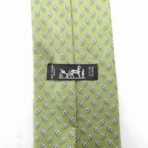 エルメス HERMES ネクタイ シルク 絹 シェーヌダンクル柄 レギュラータイ グリーン 7957 EA /FF ■GY19 メンズ