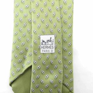 エルメス HERMES ネクタイ シルク 絹 シェーヌダンクル柄 レギュラータイ グリーン 7957 EA /FF ■GY19 メンズ