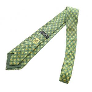 エルメス HERMES ネクタイ 絹 シルク ロゴ 総柄 レギュラータイ 緑 グリーン ■GY03 /MQ ■OH メンズ