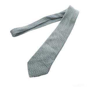 エルメス HERMES ネクタイ 絹 シルク 総柄 レギュラータイ ロゴ グレー ■GY03 /MQ ■OH メンズ