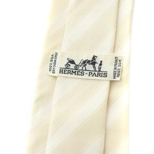 エルメス HERMES ネクタイ 絹 シルク ストライプ Hロゴ レギュラータイ ベージュ ■GY03 /MQ ■OH メンズ