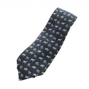 エルメス HERMES ネクタイ 絹 シルク 総柄 馬車 レギュラータイ 紺 ネイビー ■GY03 /MQ ■OH メンズ