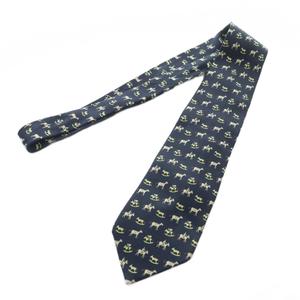 エルメス HERMES ネクタイ 絹 シルク 総柄 馬車 レギュラータイ 紺 ネイビー ■GY03 /MQ ■OH メンズ